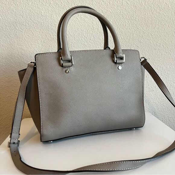 MICHAEL KORS Light Grey Selma Raven Bedford Fulton Satchel Tote Crossbody - Picture 8 of 11